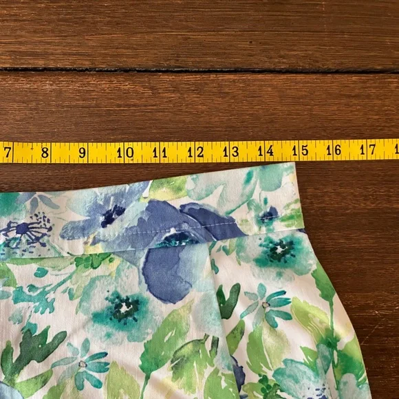 Handmade Floral Blue and Green Women's Pleated Skirt - Picture 6 of 8